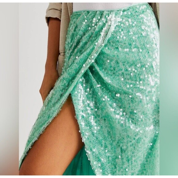 NWT Free People Poets Sequin Sarong Midi Skirt Size 10 Msrp $228 - Picture 4 of 4